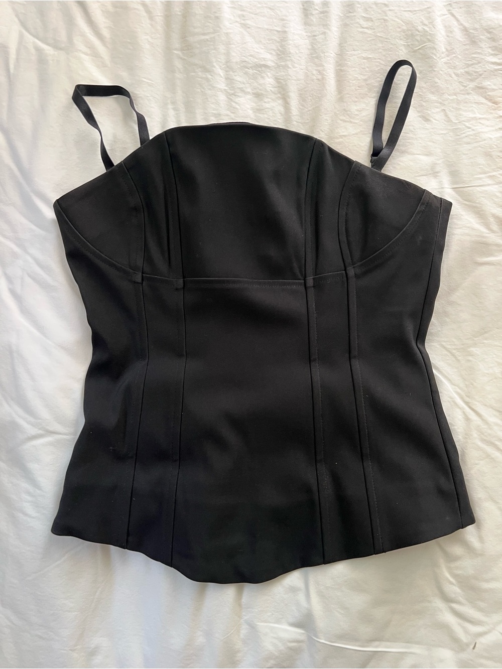H&M Black Bustier-Style Fitted Tank Top